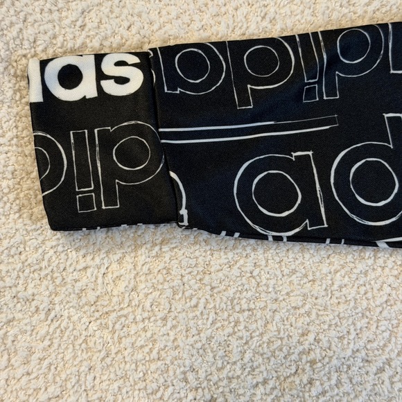 Adidas Kids Black All Over Logo Print Hooded Pullover Sweatshirt Size S 7/8 - Picture 4 of 7